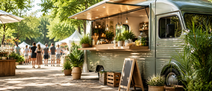Foodtruck in natürlicher Marktatmosphäre