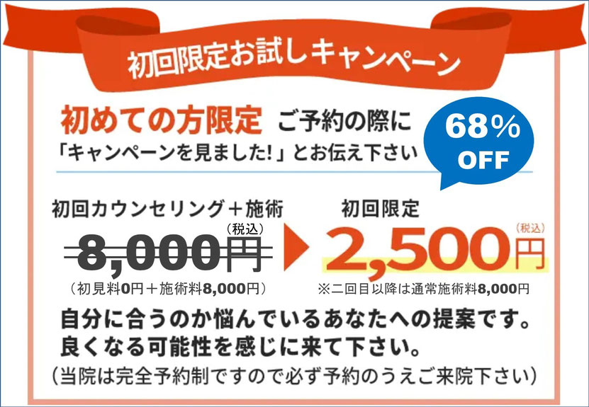 2500円　初診料込み
