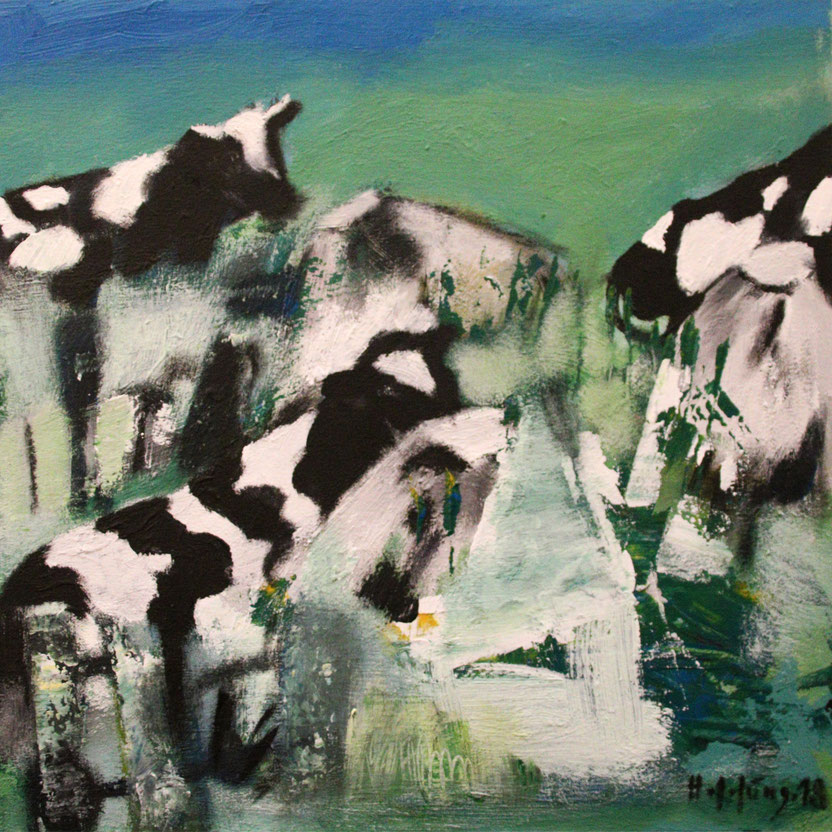 Kühe (Aquarell), 29 x 29 cm