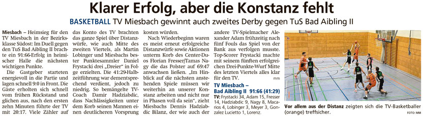 Bericht im Miesbacher Merkur am 20. Februar 2024 - Zum Vergrößern klicken