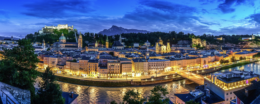 Salzburg Kapuzinerberg auf die Salzburger Altstadt