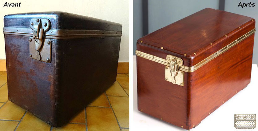 Boite en acajou massif Louis Vuitton trunk car old