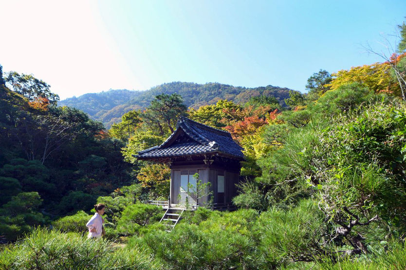 Kyoto Ausflug Tipp Arashiyama guide to Okochi Sanso Villa by movie star Denjiro Okochi Garten visit gardens tearoom
