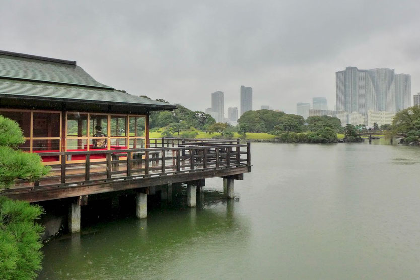 Tokio japanische Hamarikyu Gardens Teehaus