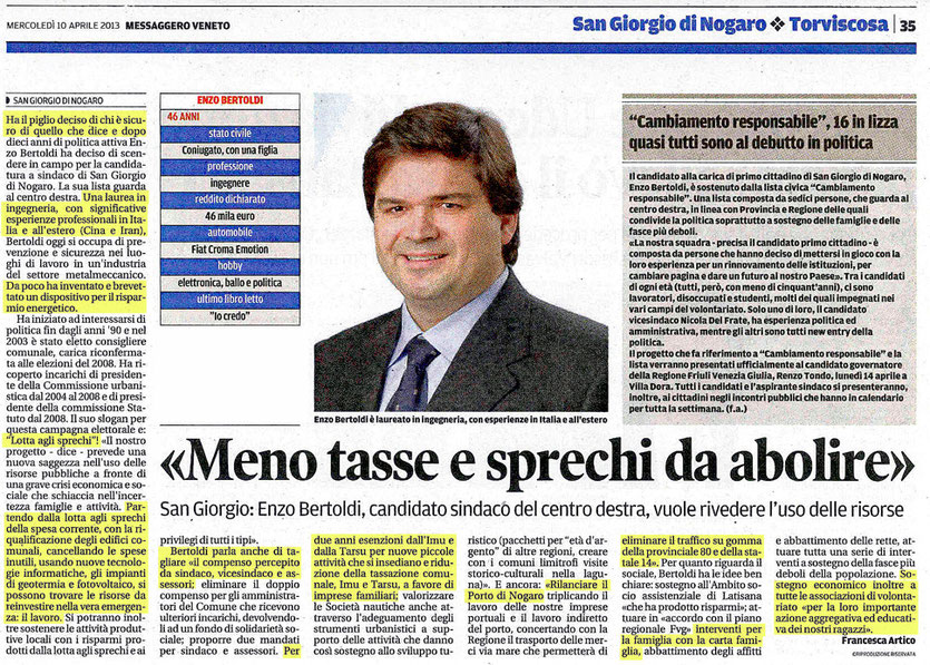 Dal Messaggero veneto del 10 aprile 2013