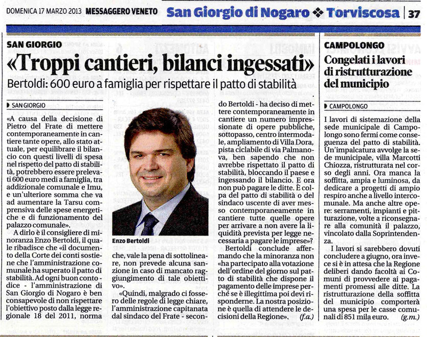 Dal Messaggero Veneto del 17 marzo 2013