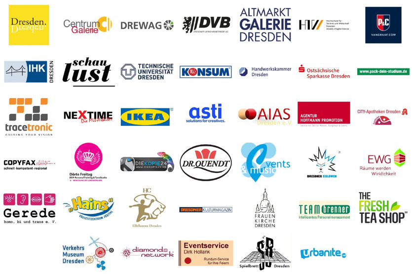 Übersicht der Logos der Sponsoren des Student Welcome Package 2016