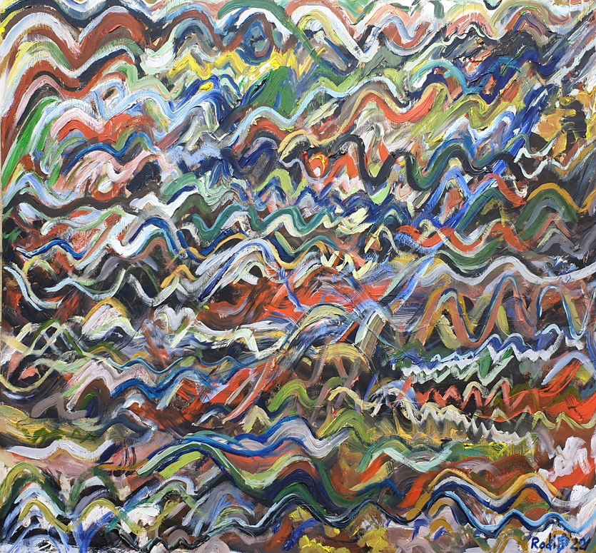 Waves in my mind - Öl auf Holz 60x60 cm