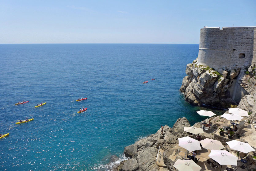 Dubrovnik Kayaking cliff restaurant Rundgang Stadtmauer Wall