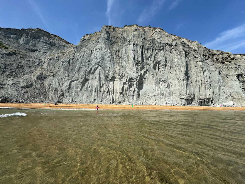 Halbinsel Paliki roter Strand Klippen Koutala Beach, Kefalonia