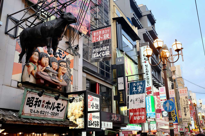 Osaka street food Dotonbori entertainment dining area