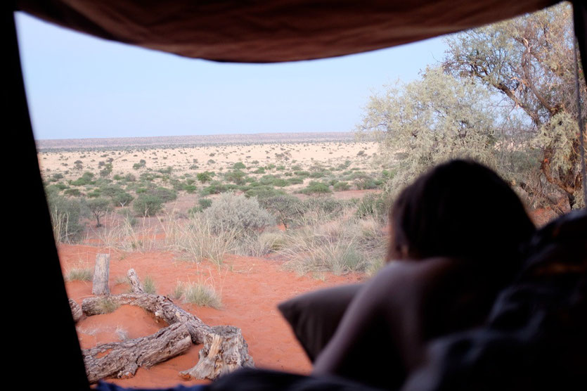 Morgenblick vom  4x4 Dachzelt Camper Namibia