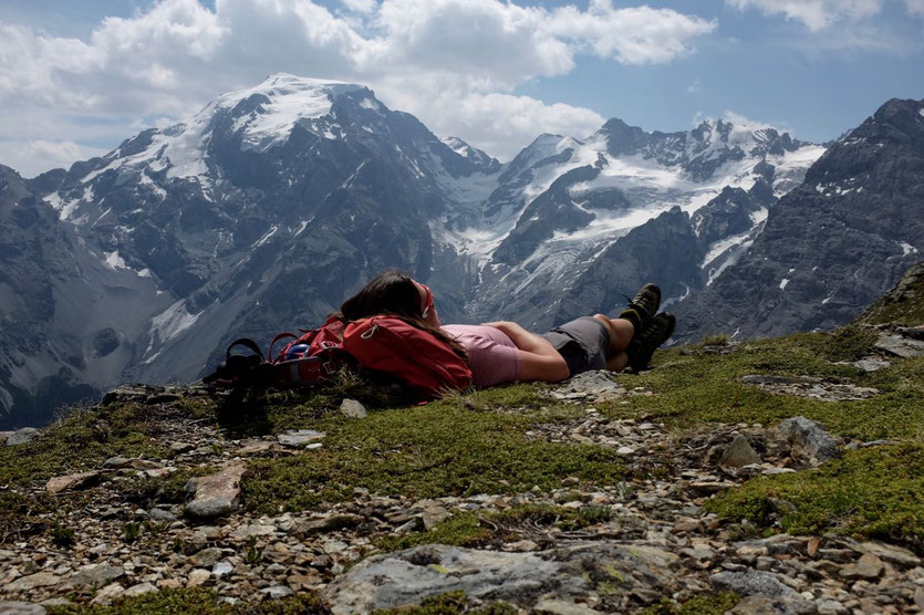 Sulden Wanderung mit Ortler Blick Vinschgau Trafoier Höhenweg