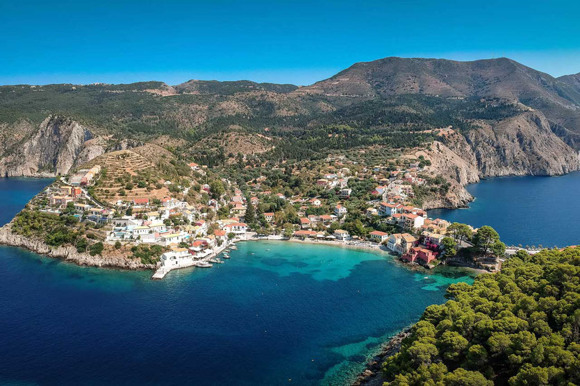 Blick auf Assos Küstenstraße Kefalonia