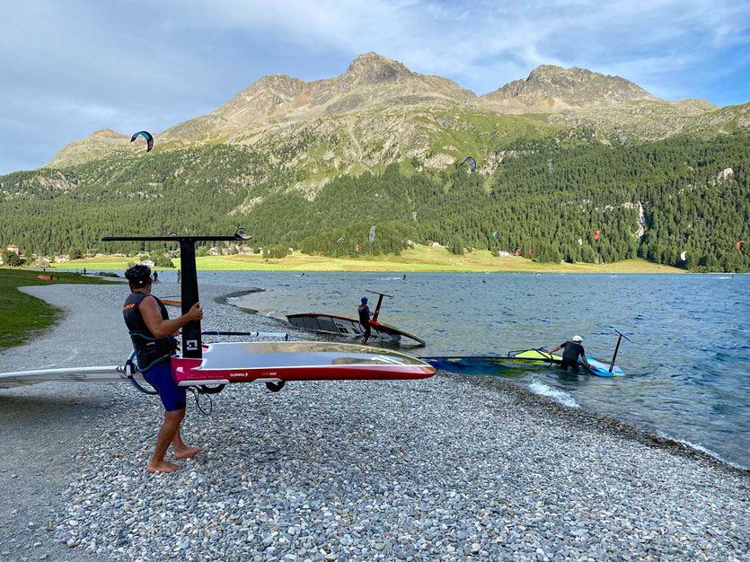 Foil-Surfen am Silvapalanersee St. Moritz