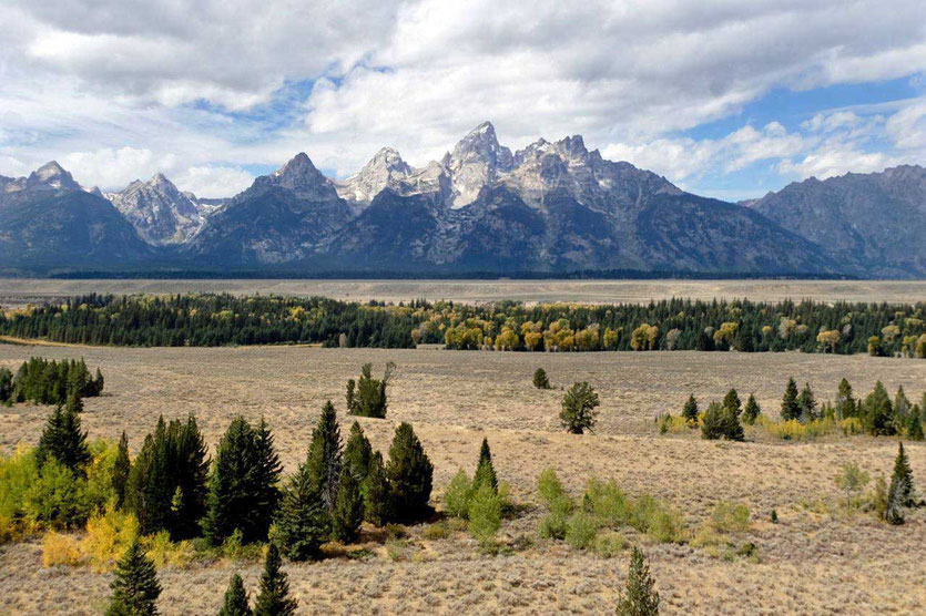 Grand Teton Mountain Range Nationalpark im Herbst