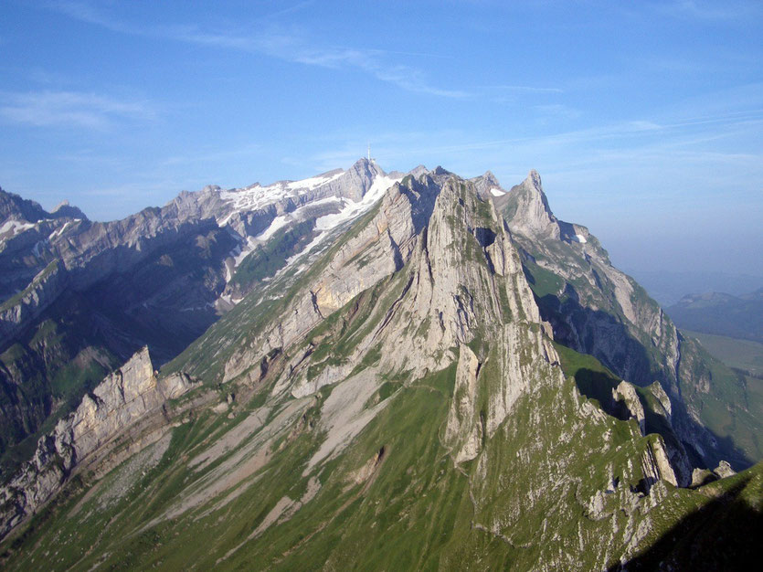 Blick auf den Säntis vom Gasthaus Schäfler, Appenzell