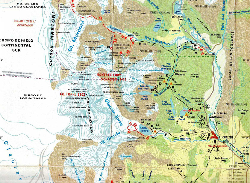 El Chalten hiking map