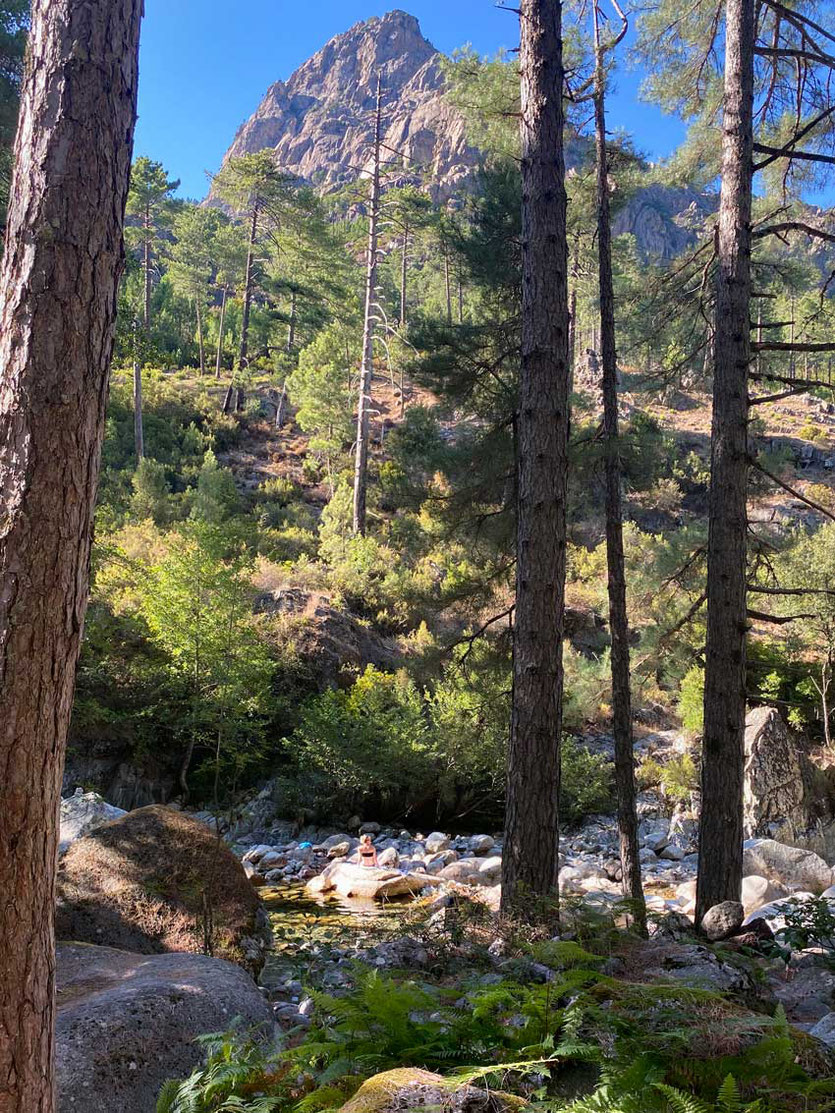 Flussbaden im Restonica-Tal Camping Tuani