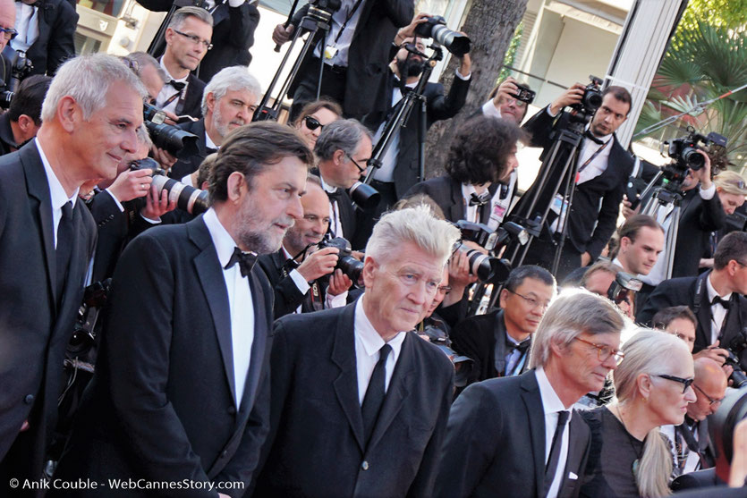 Laurent Cantet, Nanni Moretti, David Lynch, Bille August et Jane Campion, dententeurs d'une palme d'or, sur le tapis rouge, pour assister à la cérémonie des 70 ans du Festival de Cannes - Festival de Cannes 2017 - Photo © Anik Couble