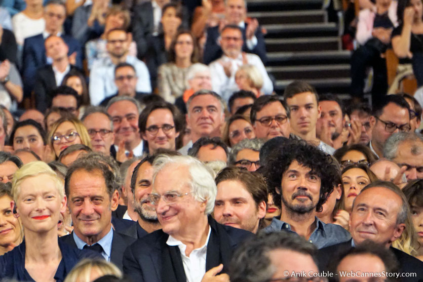 Tilda Swinton, Vincent Lindon, Eric Lartigau, Bertrand Tavernier, Daniel  Brühl,  Yarol Poupaud  et Gérard Collomb parmi les invités de la Halle Tony - Cérémonie d'ouverture - Festival Lumière 2017 - Lyon - Photo © Anik Couble