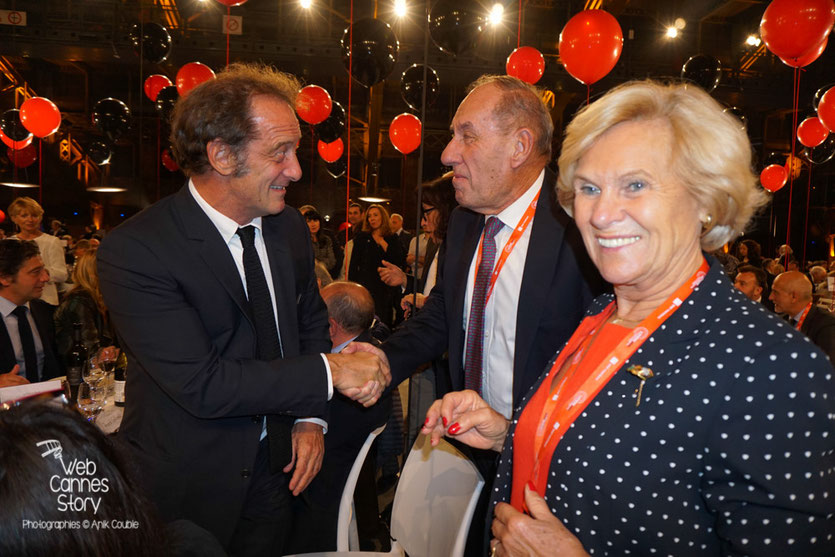 Max Lefrancq-Lumière, petit-fils de Louis Lumière et son épouse Michèle, en compagnie de Vincent Lindon  - Lyon - Ouverture du Festival Lumière 2015 - Photo © Anik COUBLE