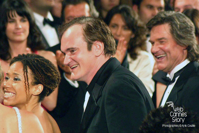 Quentin Tarantino et Kurt Russel, lors de la  projection de son film "Boulevard de la Mort" - Festival de Cannes - 2007 - Photo © Anik COUBLE