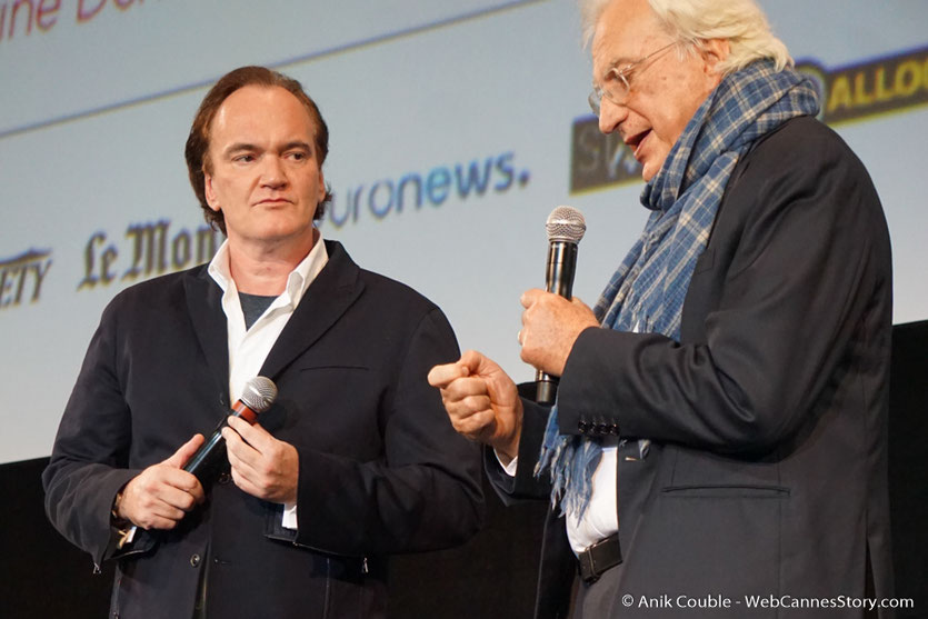 Quentin Tarantino et Bertrand Tavernier, sur la scène de la Halle Tony Garnier - Cérémonie d'ouverture - Festival Lumière 2016 - Lyon - Photo © Anik Couble