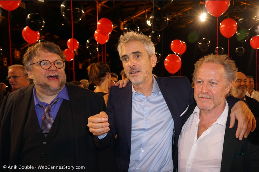 Guillermo del Toro et Alfonso Cuarón, lors du dîner d'ouverture du Festival Lumière 2017, à Lyon - Photo © Anik Couble