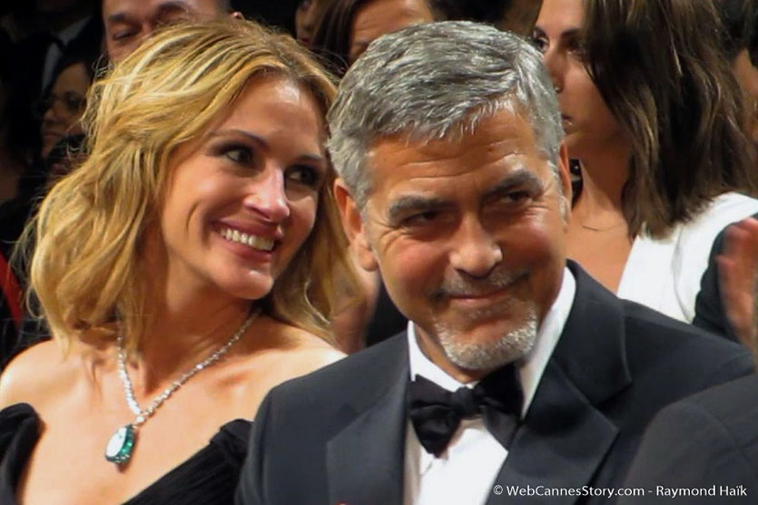 Julia Roberts et George Clooney, lors de la projection du film “ Money Monster”  de Jodie Foster - Festival de Cannes 2016 - Photo © Raymond Haïk