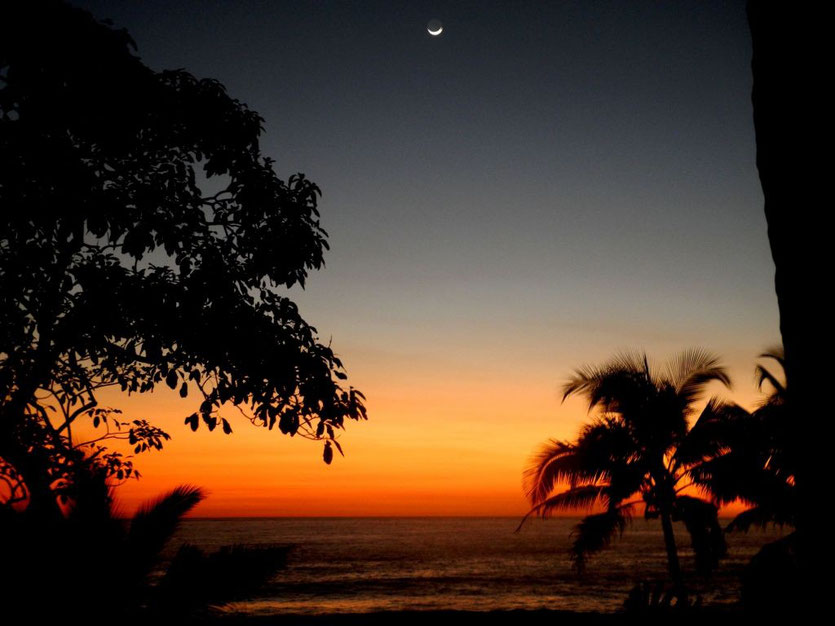 Sunset and moon from Casas Pelicano's terrace