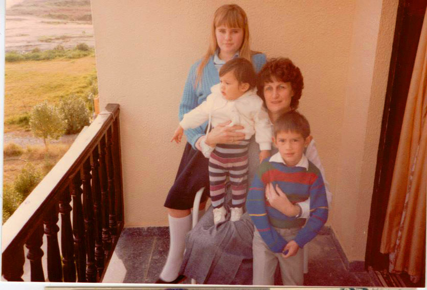 My sister Val (the baby), Godmother Gwen, Lucy and I. From when we lived in Cyprus for a couple of years.