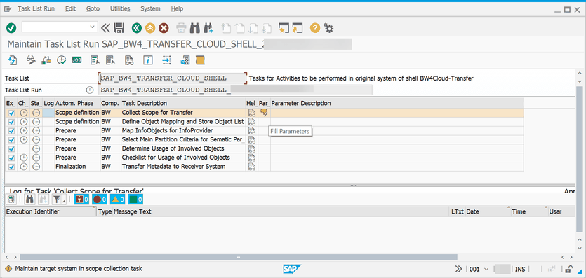 SAP BW Define scope for transfer