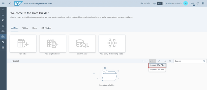 SAP Datasphere Import Table