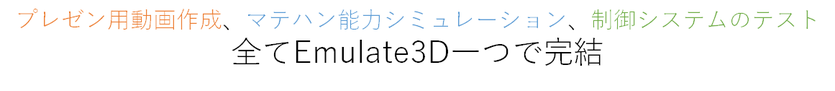 プレゼン用動画作成、マテハン能力シミュレーション、制御システムのテスト、全てDemo3D一つで完結
