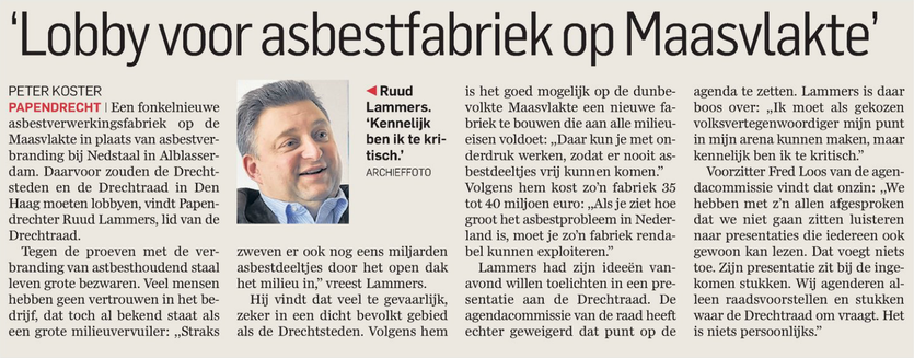 Artikel verschenen in AD De Dordtenaar op 7 oktober 2014