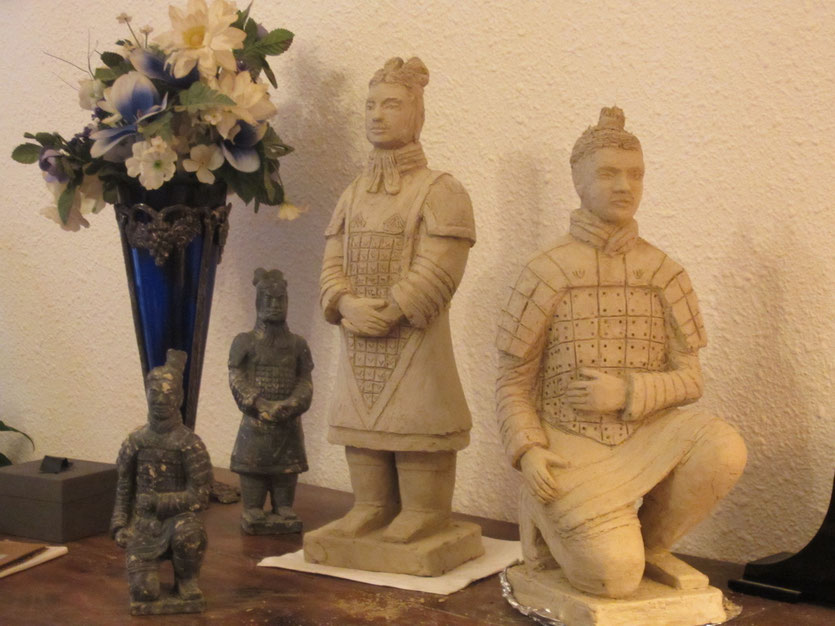 guerriers chinois sculptures argile nouveausculpteur. 2014.