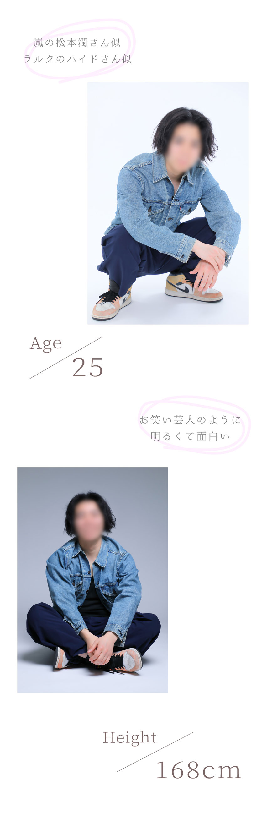 セラピストのアピール画像　年齢・身長・雰囲気を記載している