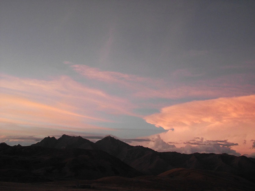 Sunset over the mountains, Ayacucho and Cusco, Central Highlands.