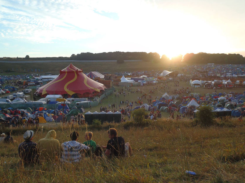 Aerial viw, Boomtown festival, England, UK