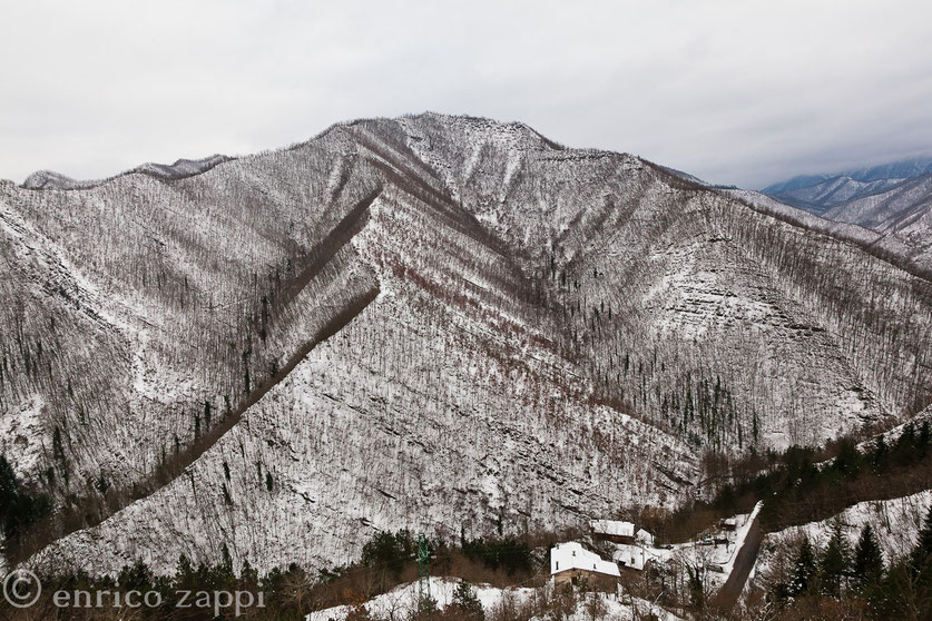 La neve caduta nell'inverno 2014/2015 salendo verso Campigna, subito dopo Corniolo