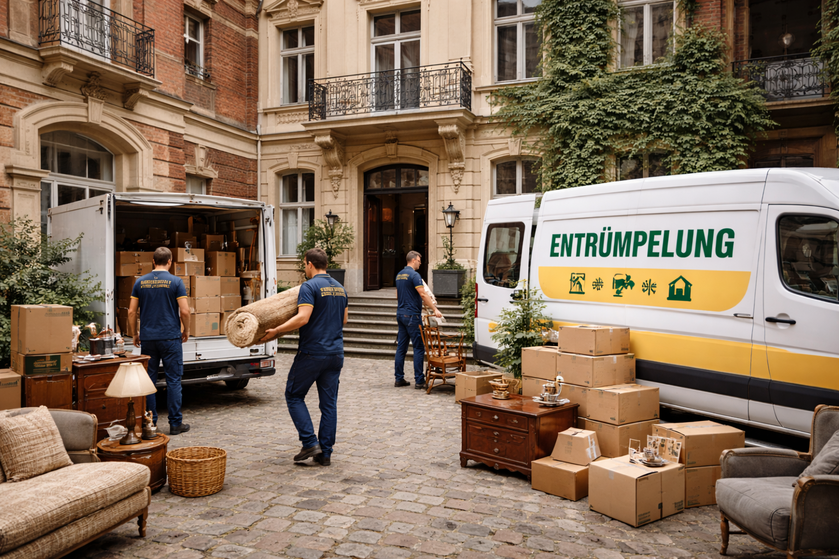 Entrümpelungsfirma in Potsdam während einer Haushaltsauflösung einer Altbau Villa in Babelsberg