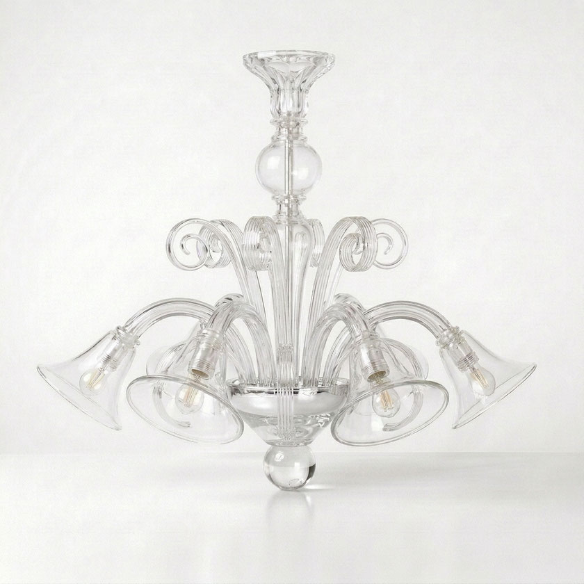Lampadario Pastorale Cristallo in vetro di Murano lavorato a mano per salone veneziano elegante