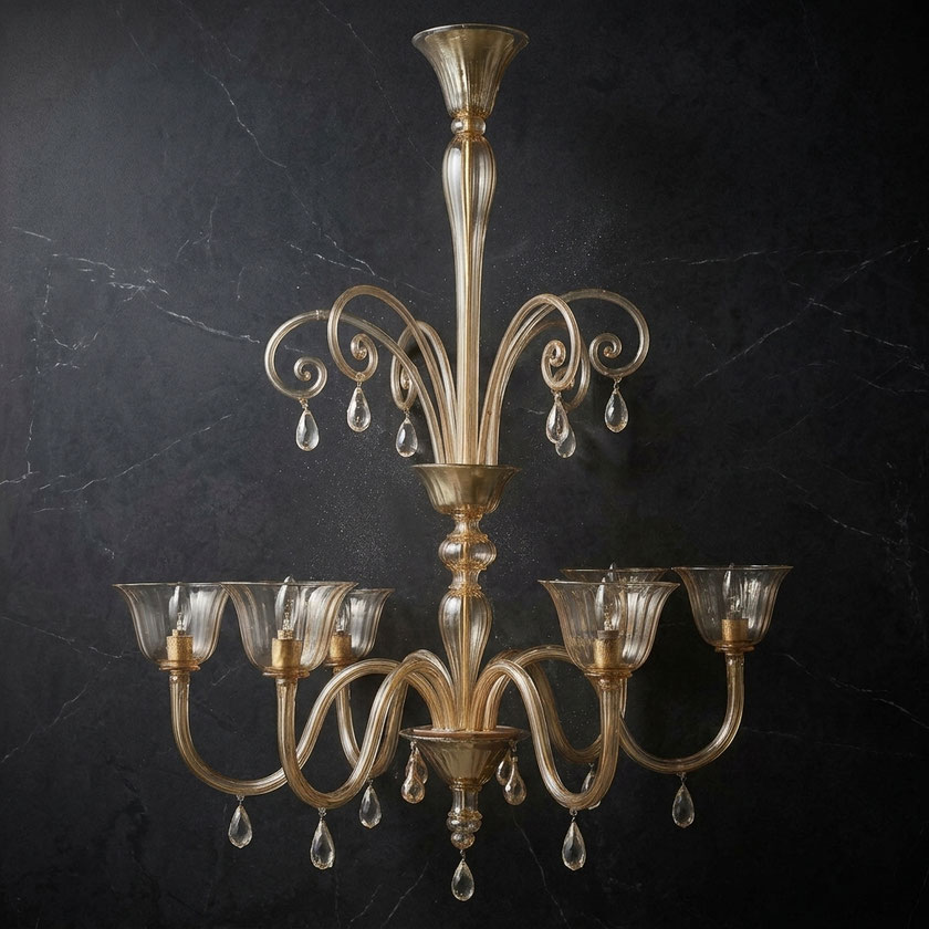 Lampadario veneziano Miss Donatella vetro di Murano lavorato a mano per hotel luxury