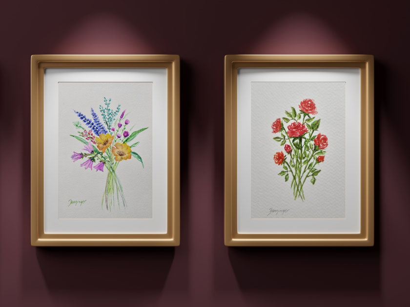 Aquarell Muttertagskarten gerahmt