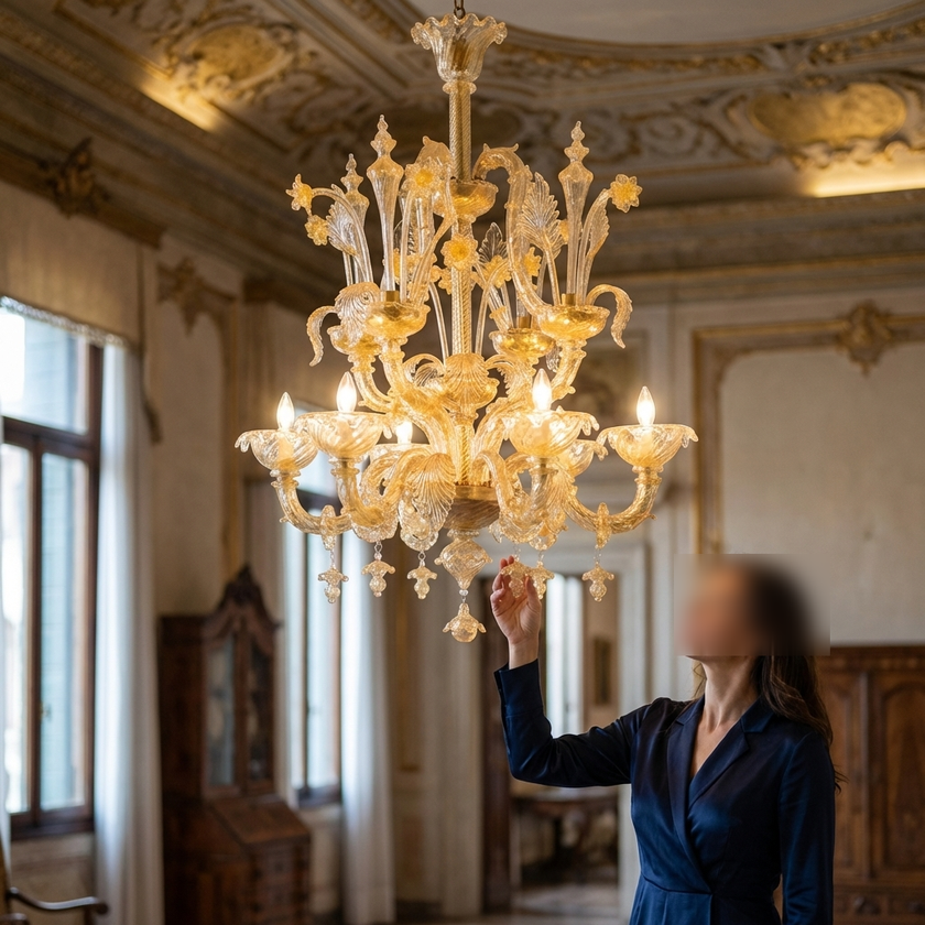 lampadario Murano classico Lucente per salone elegante