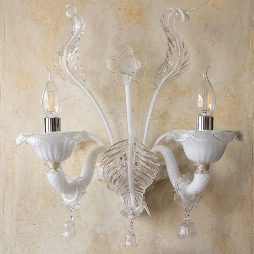 Scheda tecnica applique Miss Veneziana Neve vetro di Murano lavorato a mano con misure artigianali
