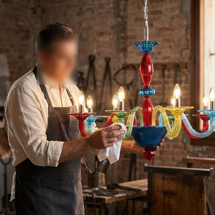 Lampadario Murano colorato Morettina ambientato