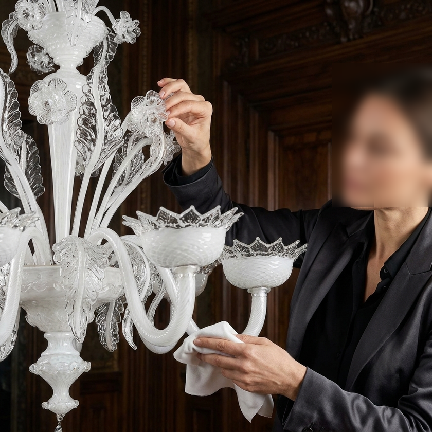 Schumann lampadario in vetro di Murano lavorato a mano a 8 luci per soggiorno elegante contemporaneo