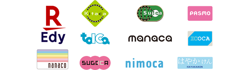 楽天Edy Kitaca Suica pasumo TOICAmanaca ICOCA nanaco SUGOCA nimoca はやかけん の支払に対応します